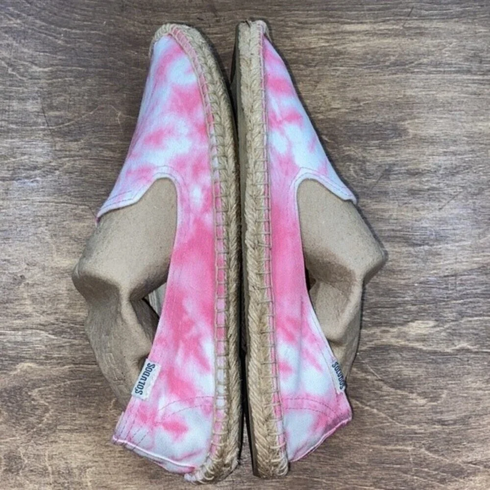 SOLUDOS size 9 pink tie dye slip on espadrilles